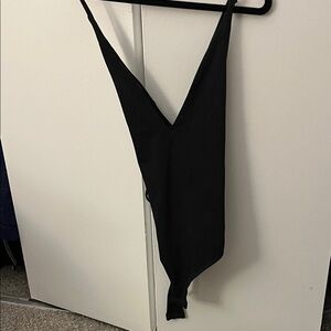 Free People V-Neck Lace Up Back Bodysuit